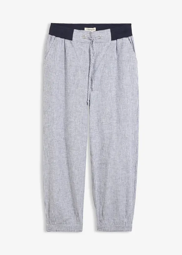 7/8-Hose aus Leinen-Baumwoll-Mix in blau von vorne - bonprix