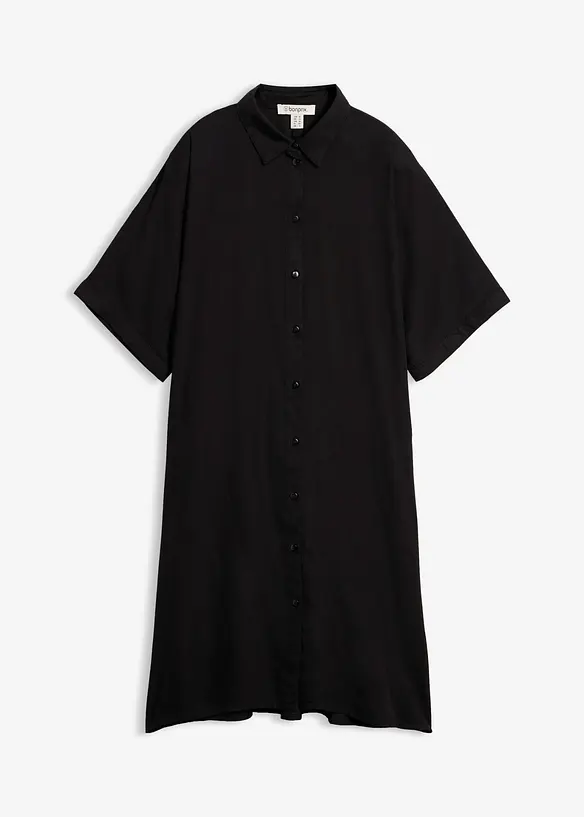 Blusenkleid aus feiner Viskose in schwarz von vorne - bonprix