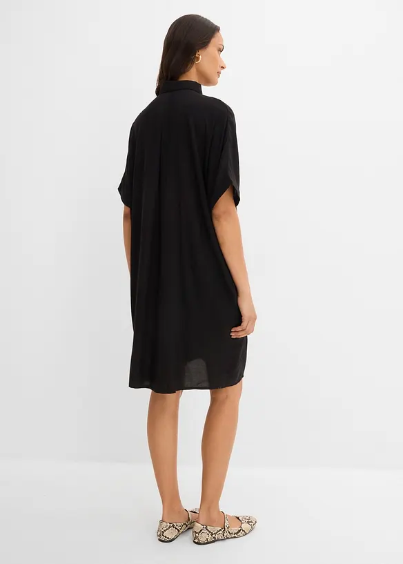 Blusenkleid aus feiner Viskose in schwarz von hinten (Totalaufnahme) - bonprix