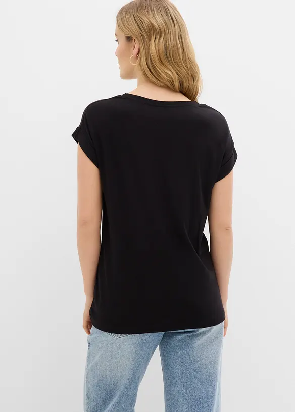 T-Shirt in schwarz von hinten (im Anschnitt) - bonprix