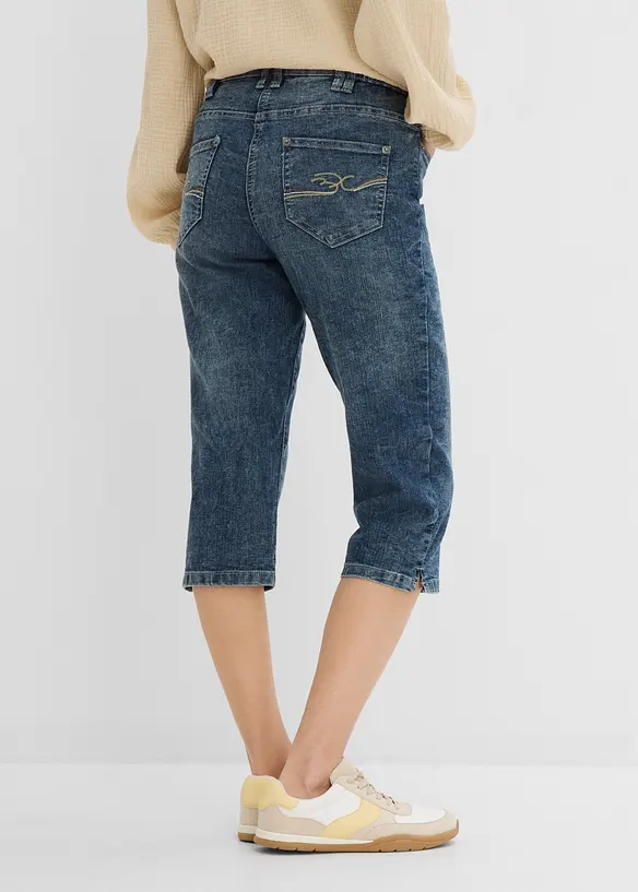 Straight Jeans, Mid Waist, Stretch in blau von hinten - bonprix