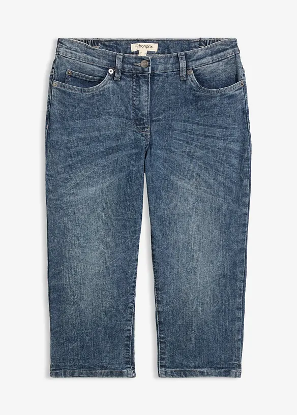 Straight Jeans, Mid Waist, Stretch in blau von vorne - bonprix
