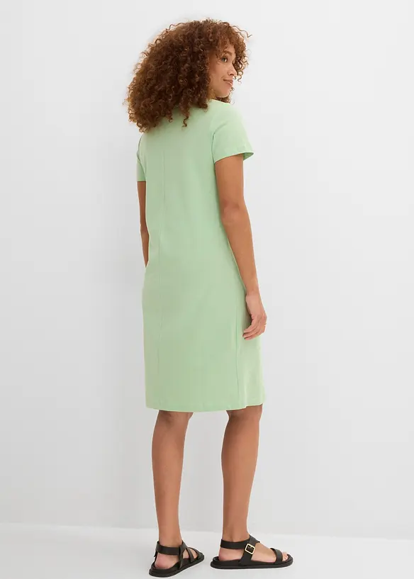 Gerade geschnittenes Shirtkleid (2er Pack) in grün von hinten (Totalaufnahme) - bonprix