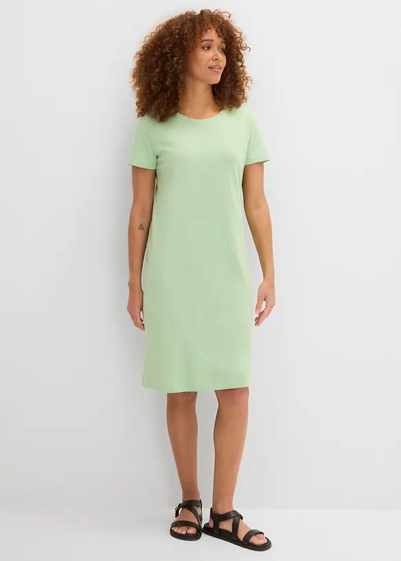 Gerade geschnittenes Shirtkleid (2er Pack) in grün von vorne (Totalaufnahme) - bonprix