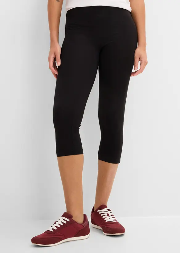 Capri-Leggings (2er Pack) in schwarz von vorne - bonprix