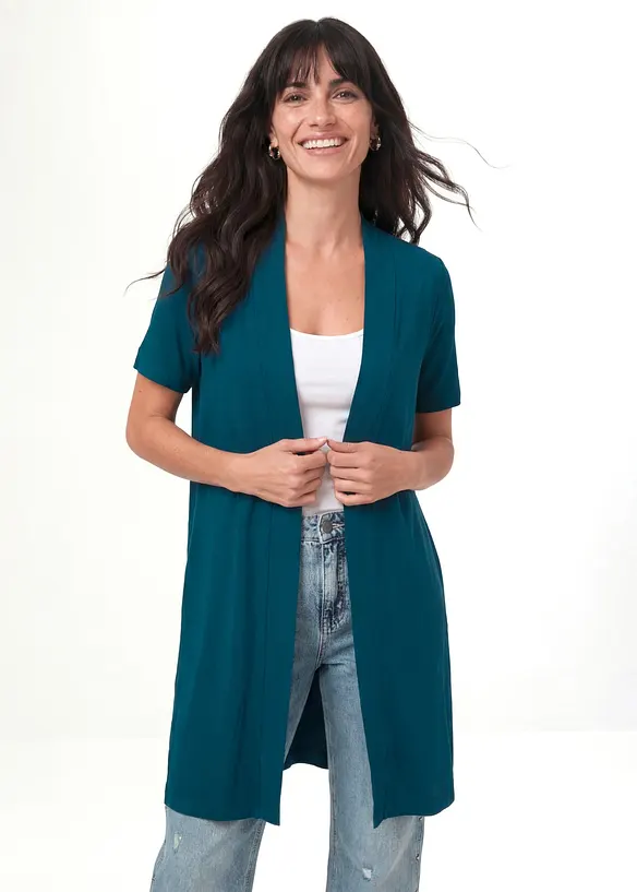 Shirtjacke aus softer Viskose in petrol von vorne (im Anschnitt) - bonprix Shirtjacke aus softer Viskose in petrol von vorne (im Anschnitt) - bonprix