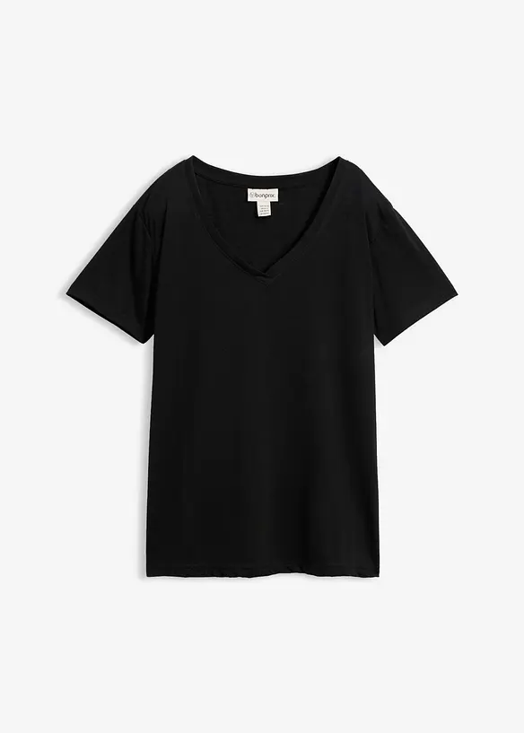 Shirt mit V-Ausschnitt in schwarz von vorne - bonprix Shirt mit V-Ausschnitt in schwarz von vorne - bonprix