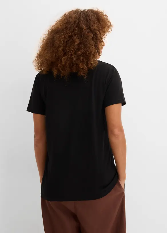Shirt mit V-Ausschnitt in schwarz von hinten (im Anschnitt) - bonprix Shirt mit V-Ausschnitt in schwarz von hinten (im Anschnitt) - bonprix