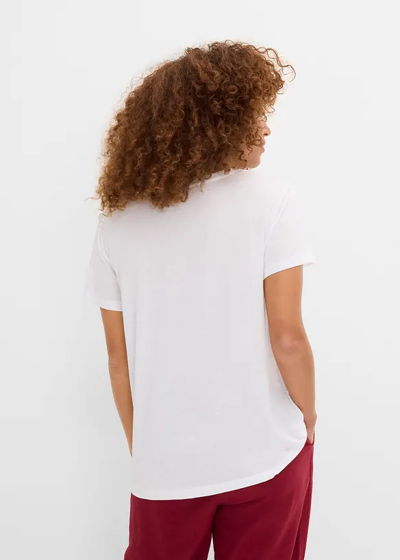 Shirt mit V-Ausschnitt in weiß von hinten (im Anschnitt) - bonprix Shirt mit V-Ausschnitt in weiß von hinten (im Anschnitt) - bonprix
