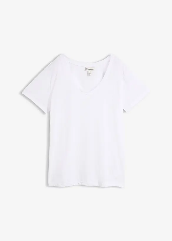 Shirt mit V-Ausschnitt in weiß von vorne - bonprix Shirt mit V-Ausschnitt in weiß von vorne - bonprix