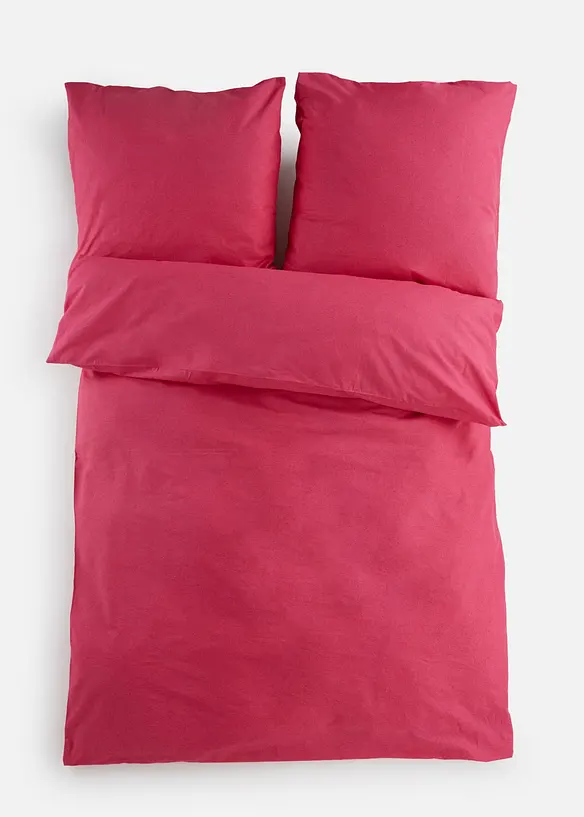 Linon-Bettwäsche in Leinenoptik in pink von vorne - bonprix