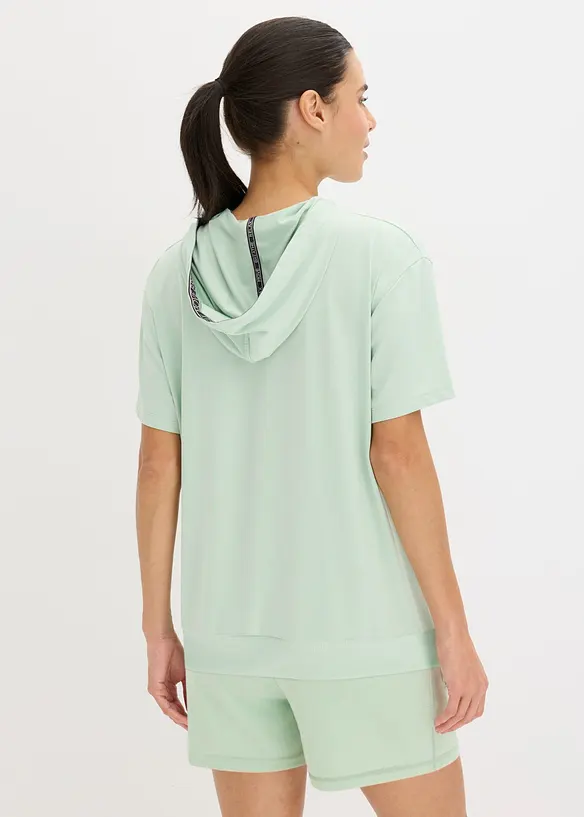 Oversized Sport-Shirt mit Kapuze, schnelltrocknend in grün von hinten (im Anschnitt) - bonprix