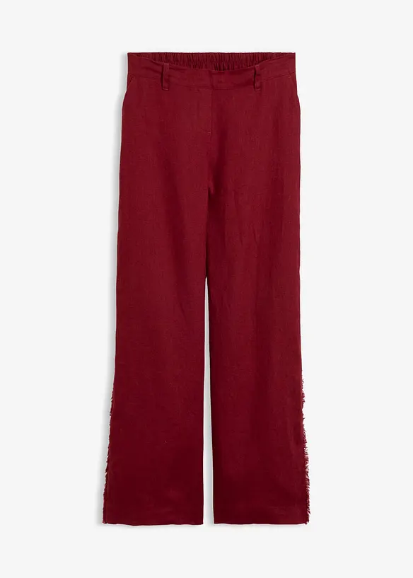 Leinenhose mit weitem Bein in rot von vorne - bonprix