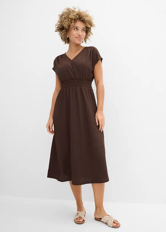 Jerseykleid aus luftigem Crêpe in braun von vorne (Totalaufnahme) - bonprix Jerseykleid aus luftigem Crêpe in braun von vorne (Totalaufnahme) - bonprix