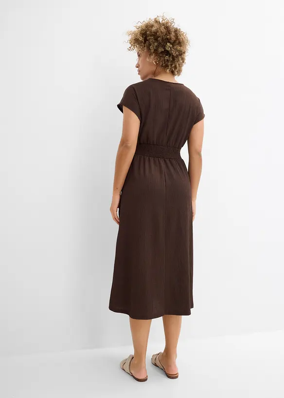 Jerseykleid aus luftigem Crêpe in braun von hinten (Totalaufnahme) - bonprix Jerseykleid aus luftigem Crêpe in braun von hinten (Totalaufnahme) - bonprix
