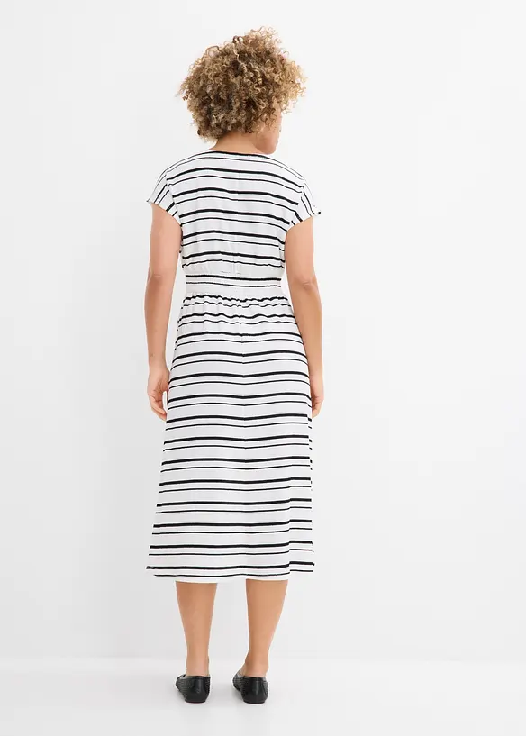 Jerseykleid aus luftigem Crêpe in weiß von hinten (Totalaufnahme) - bonprix Jerseykleid aus luftigem Crêpe in weiß von hinten (Totalaufnahme) - bonprix
