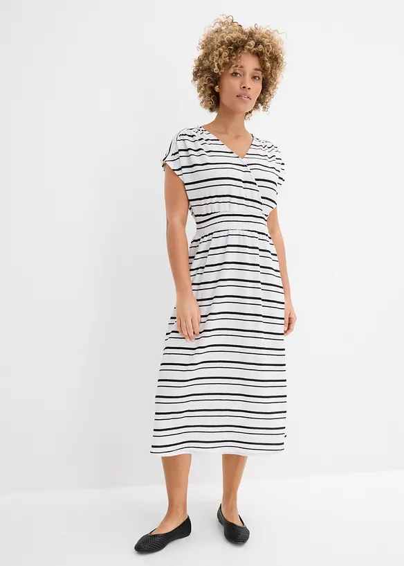 Jerseykleid aus luftigem Crêpe in weiß von vorne (Totalaufnahme) - bonprix Jerseykleid aus luftigem Crêpe in weiß von vorne (Totalaufnahme) - bonprix
