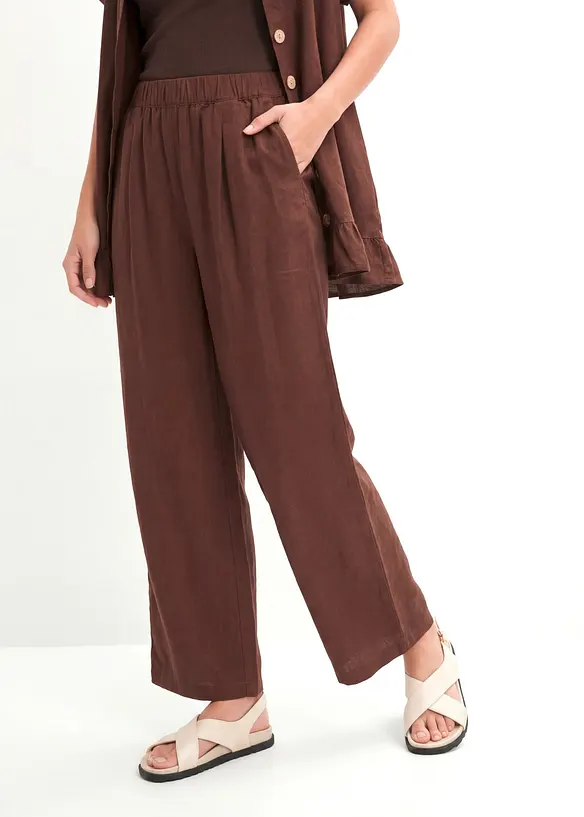 Culotte aus Leinen-Mix in braun von vorne - bonprix