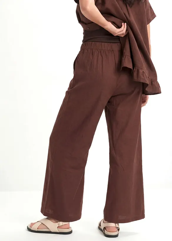 Culotte aus Leinen-Mix in braun von hinten - bonprix