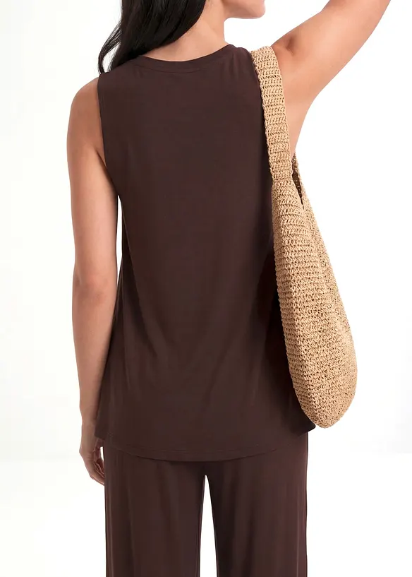 Shirt aus softer Viskose in braun von hinten (im Anschnitt) - bonprix