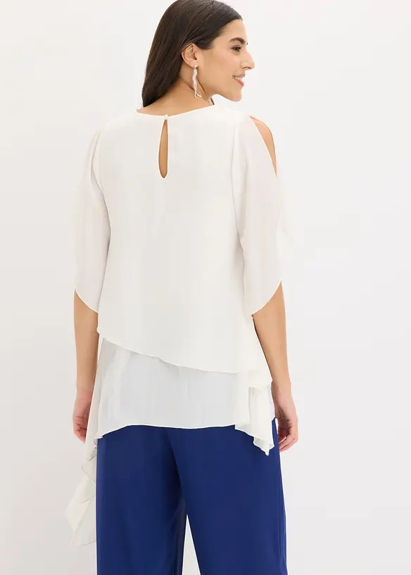 Zipfelbluse im Lagen-Look in weiß von hinten (im Anschnitt) - bonprix