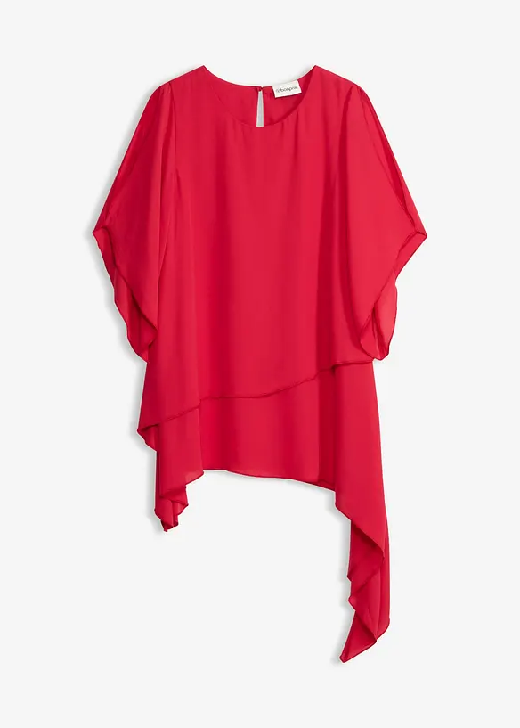 Zipfelbluse im Lagen-Look in rot von vorne - bonprix