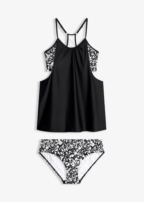 Tankini mit spezieller Rückenlösung (2-tlg.Set) in schwarz von vorne - bonprix
