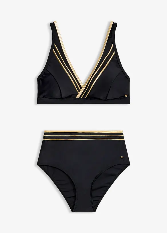 Bustier-Bikini in Wickeloptik (2-tlg.Set) in schwarz von vorne - bonprix