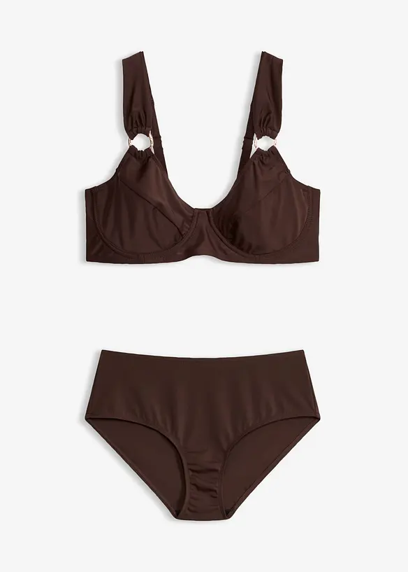 Minimizer-Bikini mit breiten Trägern (2-tlg.Set) in braun von vorne - bonprix