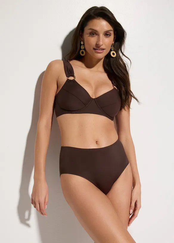 Minimizer-Bikini mit breiten Trägern (2-tlg.Set) in braun von vorne (Totalaufnahme) - bonprix