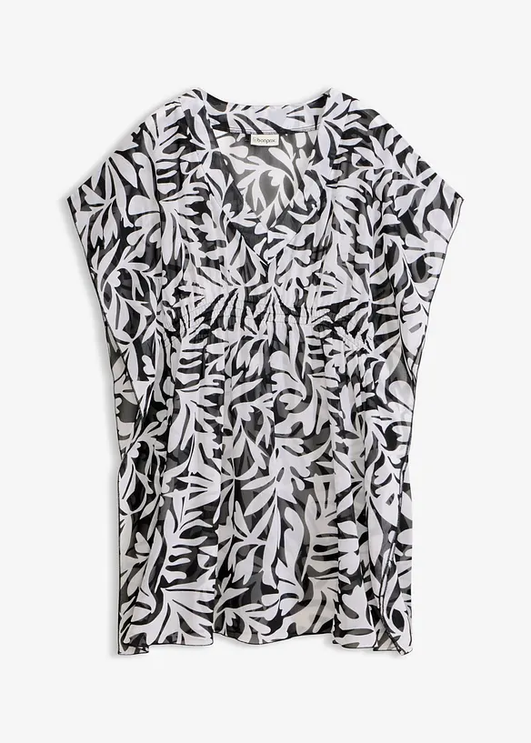Strandtunika aus leichtem Chiffon in schwarz von vorne - bonprix