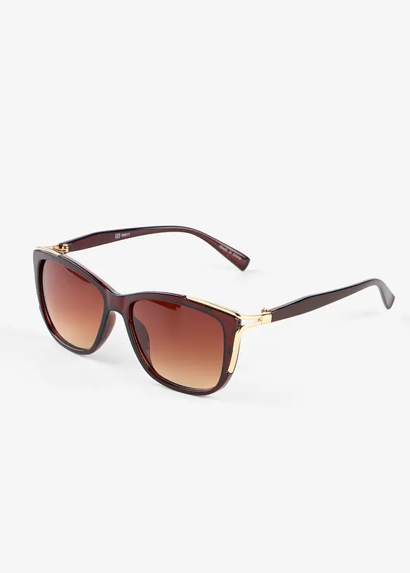 Sonnenbrille mit dekorativen Elementen in braun von vorne - bonprix