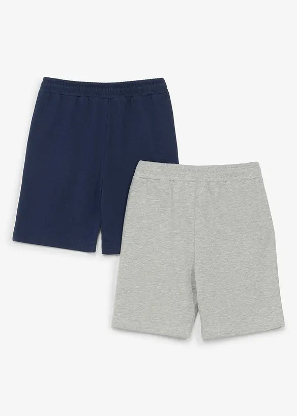 Sweat-Bermuda mit Bio Baumwolle (2er Pack) in grau von hinten - bonprix