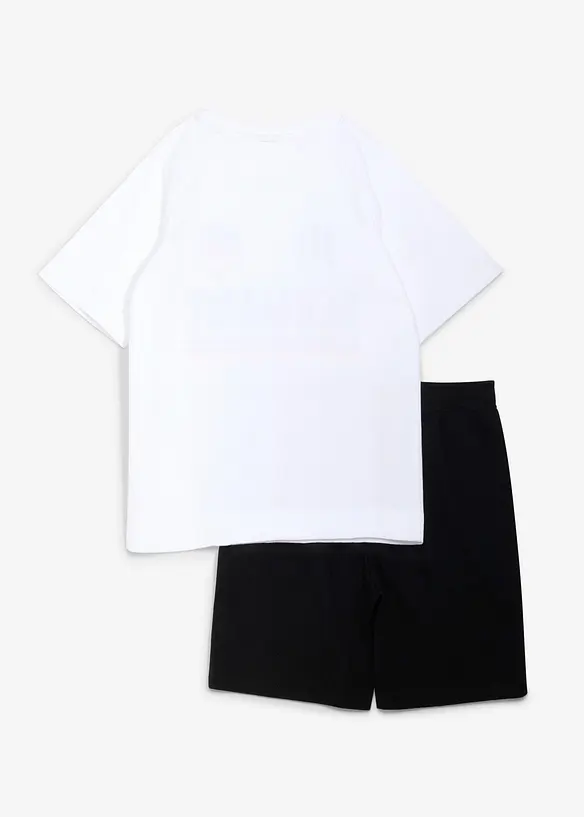 T-Shirt und Jersey-Bermuda (2-tlg.Set) in weiß von hinten - bonprix
