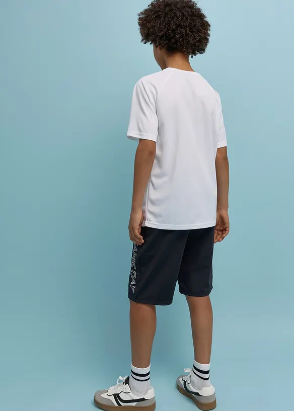 Sport T-Shirt und Bermuda aus schnell trockneten Material (2-tlg.Set) in weiß von hinten (Totalaufnahme) - bonprix