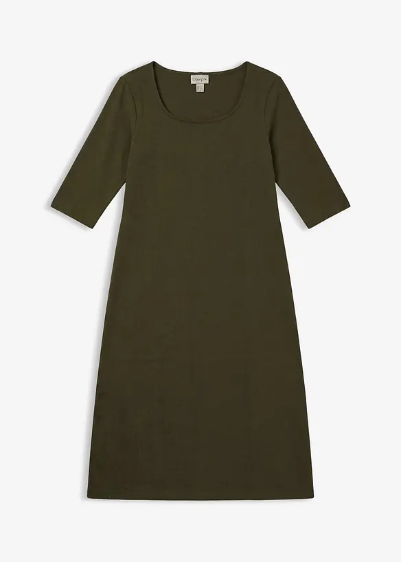 Jerseykleid aus reiner Bio-Baumwolle in grün von vorne - bonprix