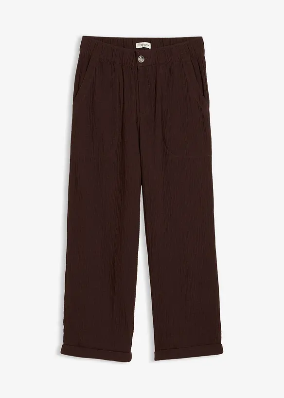 Musselin-Culotte aus reiner Baumwolle in braun von vorne - bonprix Musselin-Culotte aus reiner Baumwolle in braun von vorne - bonprix