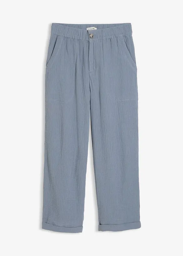 Musselin-Culotte aus reiner Baumwolle in blau von vorne - bonprix Musselin-Culotte aus reiner Baumwolle in blau von vorne - bonprix