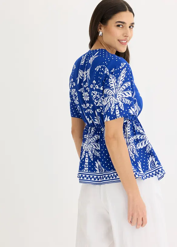 Bluse aus fließender Viskose in blau von hinten (im Anschnitt) - bonprix