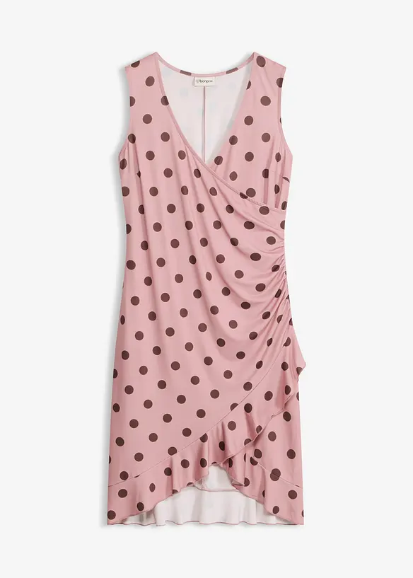 Jerseykleid mit tiefem Ausschnitt in rosa von vorne - bonprix