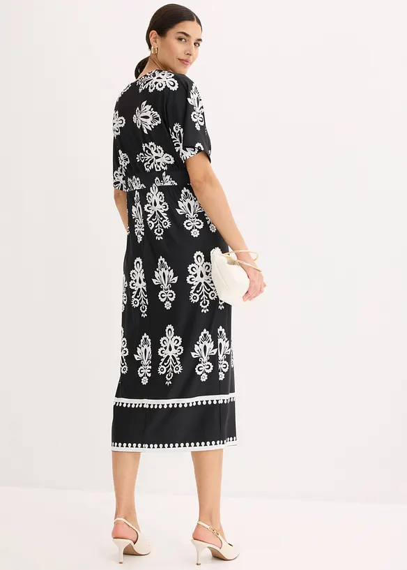 Jerseykleid mit tiefem Ausschnitt in schwarz von hinten (Totalaufnahme) - bonprix Jerseykleid mit tiefem Ausschnitt in schwarz von hinten (Totalaufnahme) - bonprix