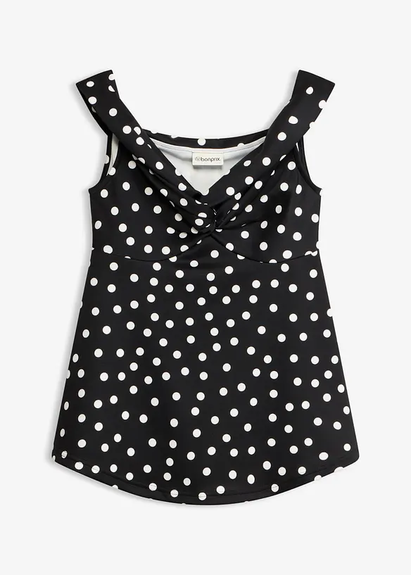 Cold-Shoulder-Shirt mit tiefem Ausschnitt in schwarz von vorne - bonprix