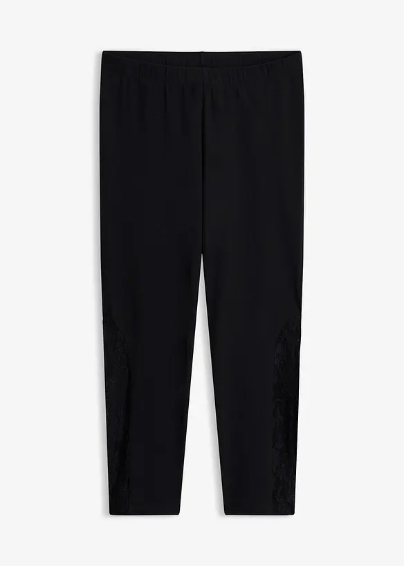 Capri-Leggings mit Spitze in schwarz von vorne - bonprix