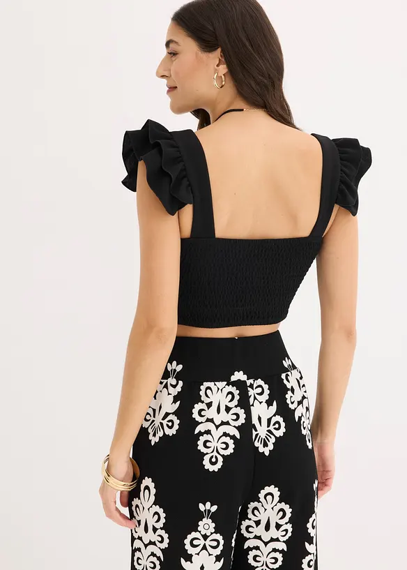 Verkürztes Top in schwarz von hinten (im Anschnitt) - bonprix