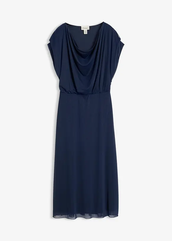 Jerseykleid aus softem Mesh in blau von vorne - bonprix