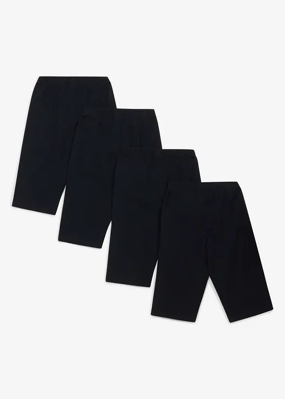 Radlerhose aus elastischem Bio-Baumwoll-Mix (4er Pack) in schwarz von hinten - bonprix