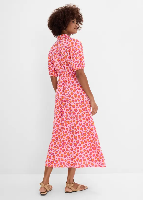 Musselin-Blusenkleid aus reiner Baumwolle in rosa von hinten (Totalaufnahme) - bonprix Musselin-Blusenkleid aus reiner Baumwolle in rosa von hinten (Totalaufnahme) - bonprix