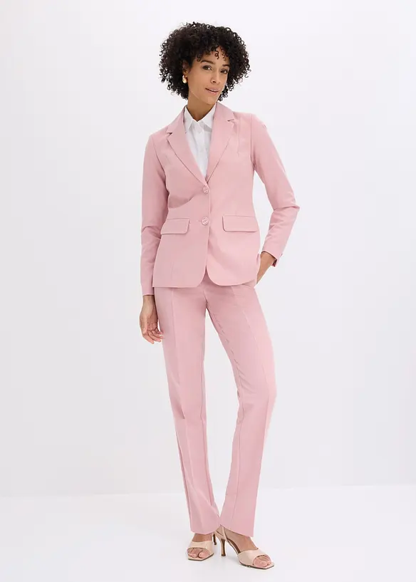 Hosenanzug (2-tlg. Set) mit Viskose in rosa von vorne (Totalaufnahme) - bonprix