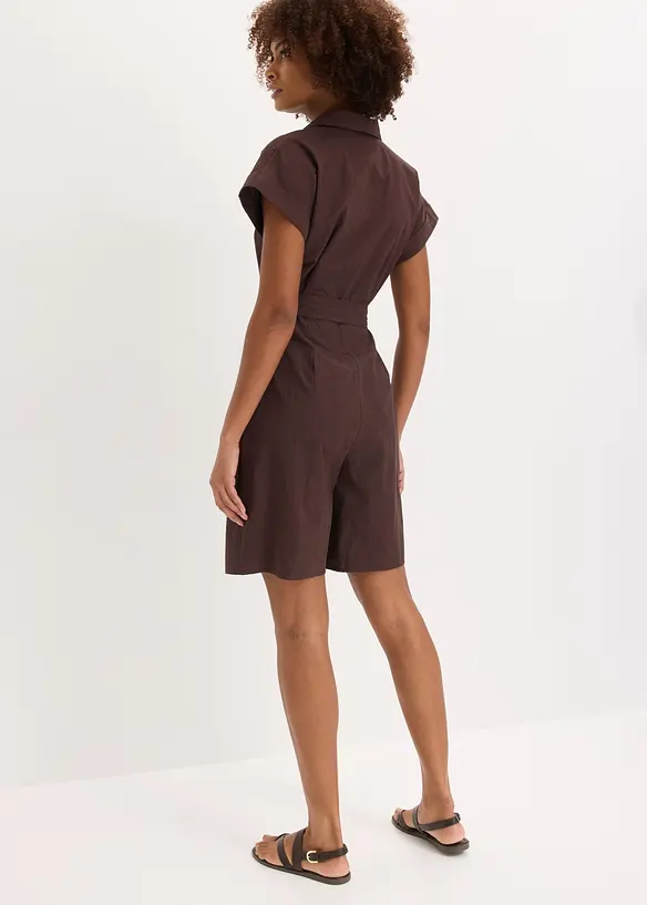Jumpsuit mit Bindegürtel in braun von hinten (Totalaufnahme) - bonprix