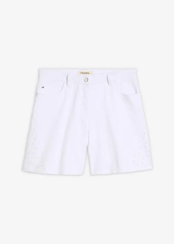 Shorts mit Lochstickerei in weiß von vorne - bonprix Shorts mit Lochstickerei in weiß von vorne - bonprix